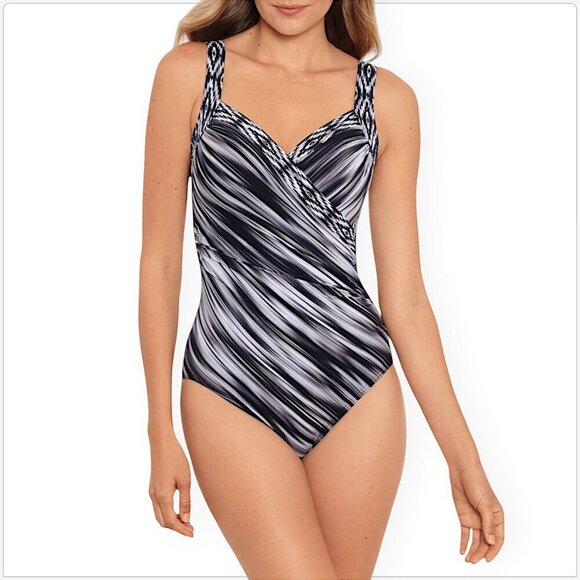 Miraclesuit Sanibel Warp Speed Underwire Wrap One Piece Swimsuit NWT New 12 - Picture 1 of 8